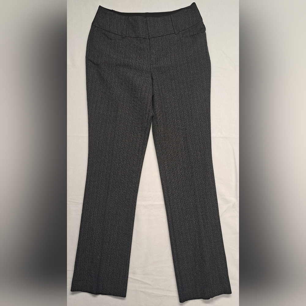 Apt 9 Trousers Herringbone Black Wide Elastic Waist Zipper Fly Clip Closure 4